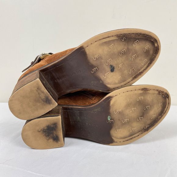 Franco Sarto A-Linden2 Brown Suede Zip Ankle‎ Strap Boots Booties Womens 7.5 M - Picture 7 of 8